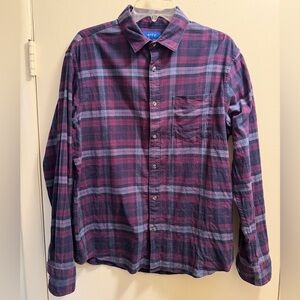 Apt 9 Men’s Untucked Fit Premier Flex Blue Purple Button Down Shirt | Large